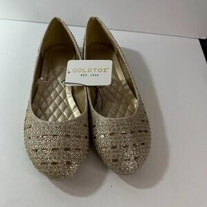 Goldtoe Womens Shoes Size 8 Gold Metallic W/ Gold Beading Embellishment Flats